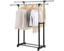 Droogrek Kleding - Wasrek Opvouwbaar - Ruimtebesparend Drogen - Intrekbaar & Verstelbaar - 78-160cm Hoog - Zwart