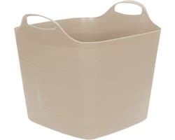 Excellent houseware flexibele kuip / emmer - beige - 25 l - kunststof - 40 x 35 cm - met handvatten