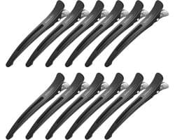 12x Professionele Antislip Haarspeldenset Zwart - Voor Knippen, Stylen en Verdelen — afbeelding 1