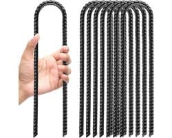 Grondankers - 8 stuks 30cm warmgegalvaniseerde staalvastzettingen - Tent/grondpalen in U-vorm met haakken, voor camping, swing, auvents, trampoline — afbeelding 1