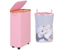 Wasmand met deksel - ruime en praktische opbergoplossing - 75 liter - roze