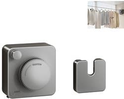 Set van 1 stuk - Intrekbare waslijn - Waslijn voor aan de muur - Onzichtbare intrekbare waslijn - Waslijn zonder gaten - Waslijn van verdikt roestvrij staaldraad - Waslijn van 4,8 m - Geschikt voor binnen- en buitengebruik (grijs)