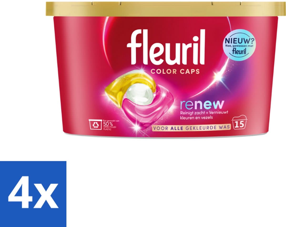 4 x Fleuril - Wasmiddel - Renew Color Caps - Gekleurde Was - 15 wasbeurten - Wasmiddelcapsules - Kleurwas - Wasverzorging - Kleurherstel - Wasformule — afbeelding 1