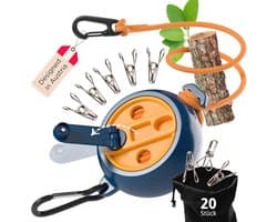 Uitschuifbare Waslijn 10 m - Handzwengel voor Snel Oprollen - 50 kg Draagkracht - Nylon Drooglijn voor Camping en Balkon