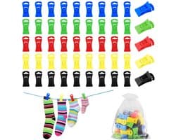 IMPERATORIS® Wasknijpers Kunststof - Waslijnklemmen - Extra Sterk - Soft Grip - Laat Geen Afdruk Achter - Weerbestendig - Set van 100 - blauw, groen, rood, geel, zwart