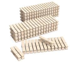 Mini Houten Gekleurde Wasknijpers - 128 Stuks