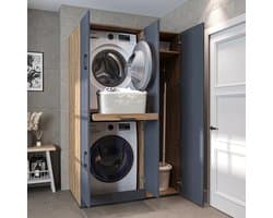 Roomart DORA-I Wasmachine Ombouwkast 115x186 cm - Antraciet Eiken