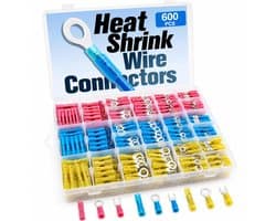 600 stuks krimpconnectoren, assortiment krimpkabelschoenen, splitshulzen en geïsoleerde klemmen, kabelbevestigingsset voor knutselen, marine en auto