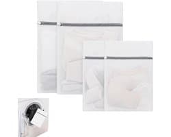 Set Van 4 Herbruikbare Wasfilets Voor Wasmachine, Linnenfilet in Fijn Mesh Met Beveiligde Flitssluiting, Linnenzakken Voor Onderkleding, Lingerie, Delicate Kleding