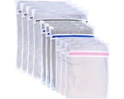 Wasnetjes met ritssluiting - Wit - 10 stuks in 3 maten - Polyester waszakken voor kledingbescherming en wasmachinegebruik