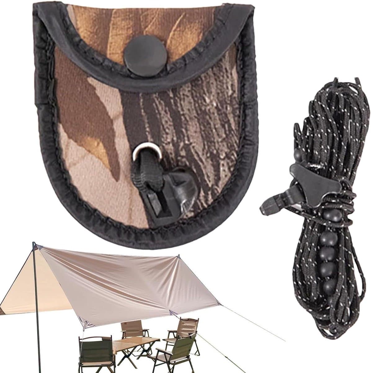 Waslijn voor reizen - Reiswaslijn droogrek - Buiten drogen - Antislip ontwerp - 350 cm - Camouflage — afbeelding 1