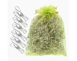 Solidchoice- Wasknijpers 100 Stuks - Roestvrij Staal - Duurzaam - Sterke Grip - Multifunctioneel - Ideaal voor Waslijn en Snackzakken - Klemmen