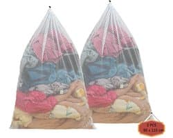 SnelShoppen - Net Laundry Bags 90x110cm, 2 Stuks Mesh Waszakken voor BH's, Sokken, Baby Kleding - Duurzame, Herbruikbare Wasmachine Tas met Delicate T