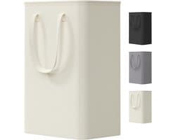 50L smalle wasmand hoog voor vuile kleding, slanke opvouwbare wasmand met handgrepen, waszak voor slaapkamer, slaapzaal wasruimte, wit
