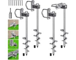 Grondanker, grondanker, 50 cm, trampoline, schroefharingen, tentharingen, 7,2 cm, spiraal, 4-delige windstorm, klimrek, spike voor schommel/camper/carport/omheining met vaste plaat en ring
