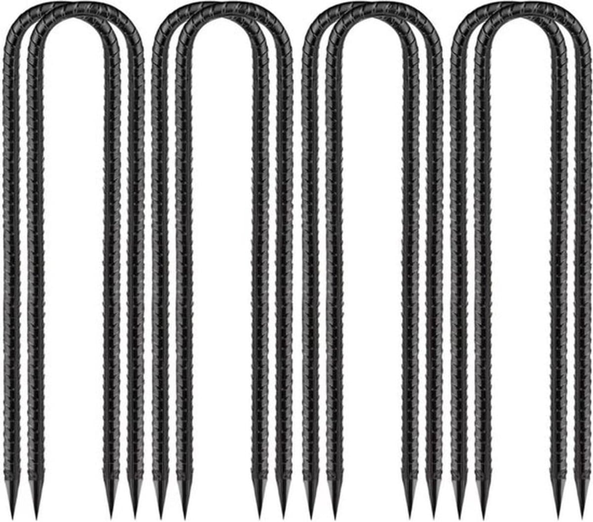 Grondanker U-vormig 30 cm - 8 stuks - Verzinkt Staal - Tentnagels - Grondpennen - Sterk en scherp - Tentharing — afbeelding 1