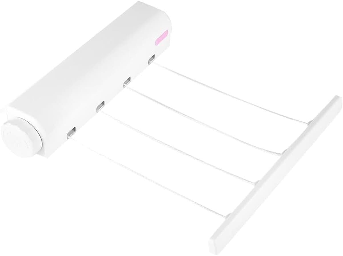 Intrekbaar droogrek, 4-draads uittrekbare waslijn droogtouw met uitschuifbare indoor wandmontage, gebruikt voor waslijn droogrek terrassen balkons (3,2 m) — afbeelding 1