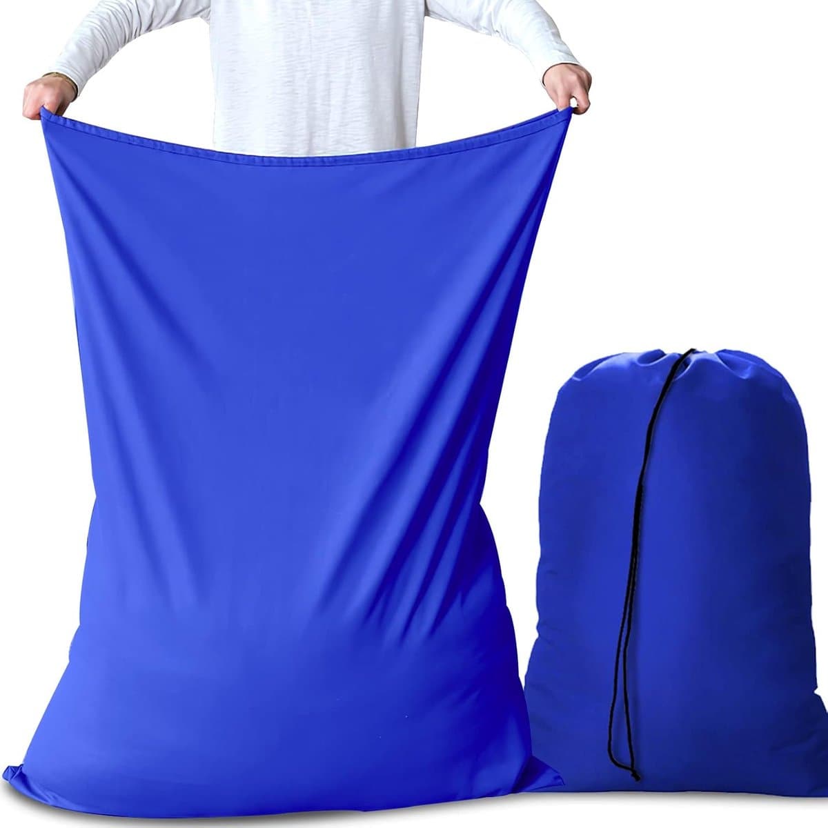 Waszakken, trekkoord, opvouwbare waszak, waszak, 70 x 115 cm, 2 stuks, blauw — afbeelding 1