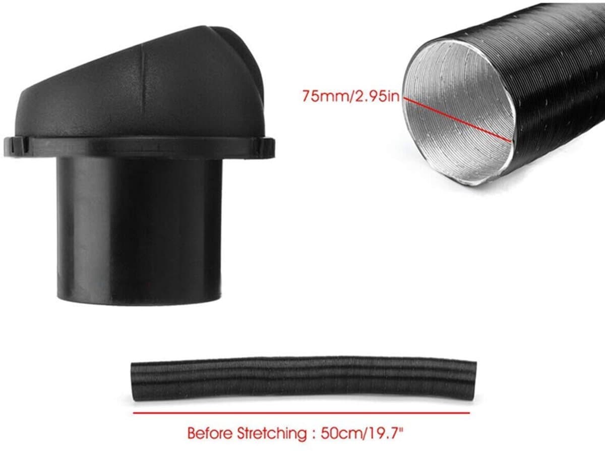 Dailygoods- Verwarmingspijp Aluminium 75mm - T Stuk/Y Stuk - Hoge Temperatuur - Ventilatie Slang - Compatibel met Webasto/Dometic - Lengte 50 cm - Luchtkanaal — afbeelding 1
