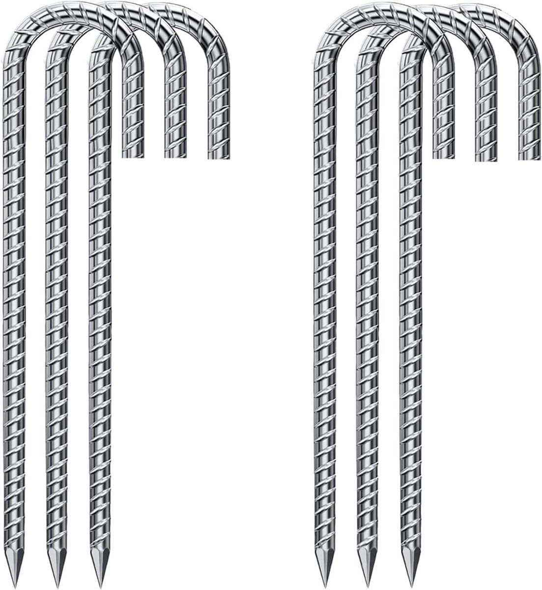 6 stuks verzinkte grondanker-haringen - 30 cm J-vormig - stabiele tentharingen - stalen trampoline bevestiging - camping tenten luifels outdoor — afbeelding 1
