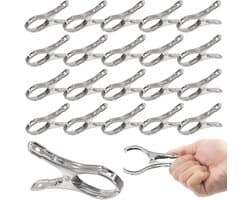 40 stuks - RVS clip - Badhanddoekklem - Handdoekklem - wasknijper - strandhanddoek clip - zware klemmen met grote open - sterke gripklemmen - voor kasplantenafdekkingen , tuinschaduwdoeken , strandlakens , wasknijpers , quilts - 9 cm - zilver — afbeelding 1