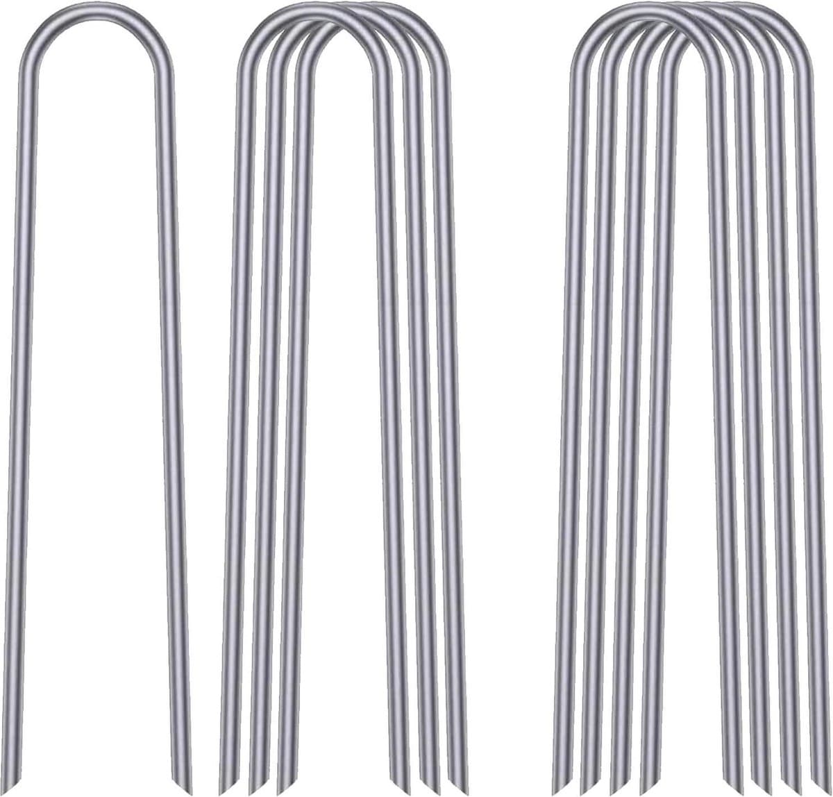 Grondanker hond Trampoline Kit 12 Inch 8 Stks U Type Sharp Ends Trampoline Pinnen Gegalvaniseerd Staal Ground Pegs Heavy Duty Voetbal Net Pegs Swing Pegs Trampoline Veiligheid Pins Grondanker hond — afbeelding 1
