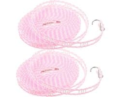 Kledinglijn Set - Waslijn Buiten - Kleding Drogen - Niet-Glijdend Ontwerp - 2x 8 Meter - Roze