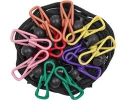 Reis waslijn - Kampeeraccessoires - Buiten drogen - 12 kleurrijke clips - 3.5 meter - Zwart