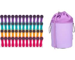 Wasknijpers Set - Kledingklemmen - Kleding Drogen - Zachte Siliconen Grip - 48 Stuks - Paars Grijs