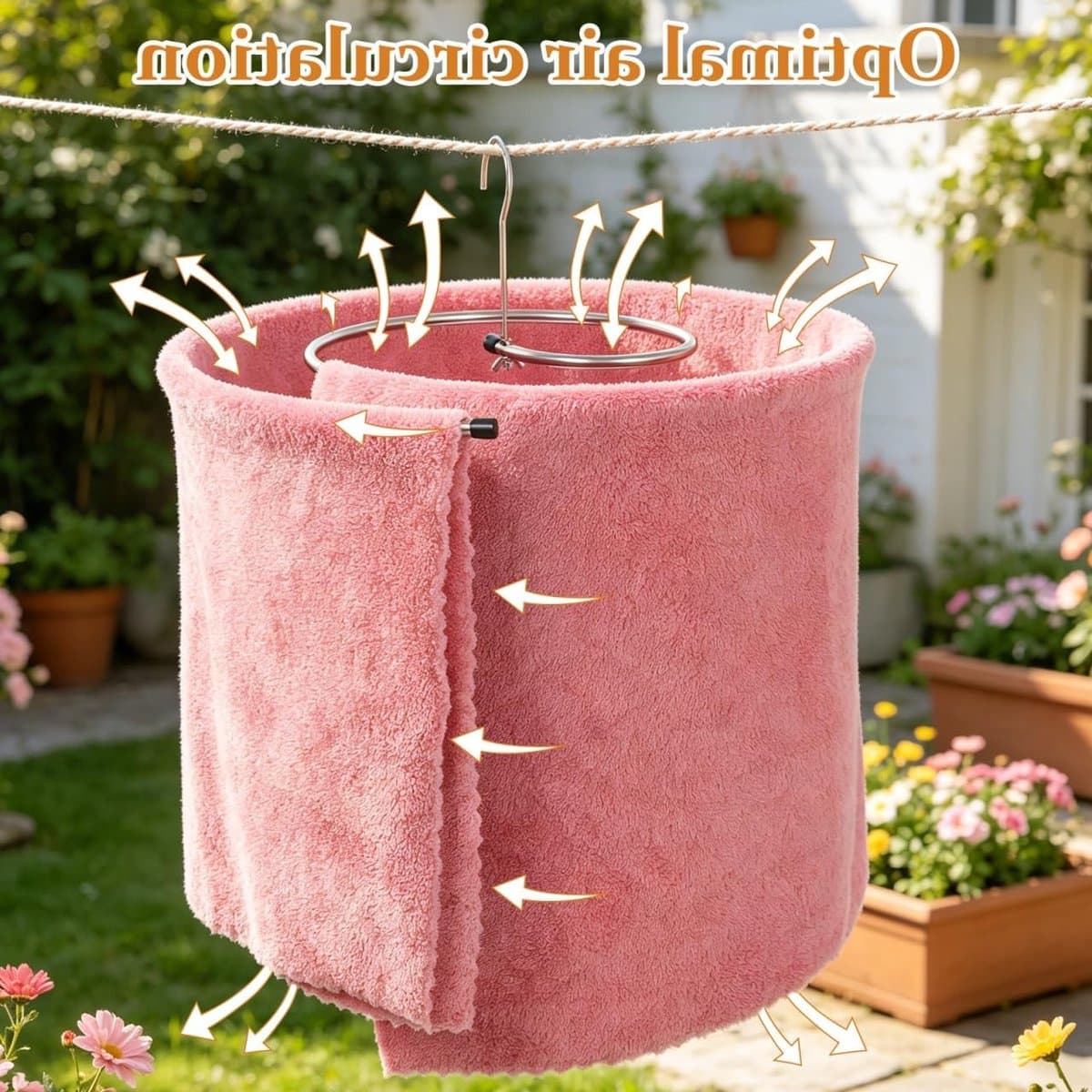 Ruimtebesparende Spiral Hanger voor Bedlinnen en Kleding, Rvs Droogrek voor Plafonds en Lakens — afbeelding 1