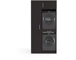 Wasophoogte® Wasmachine Kast Rome - Wasmachine verhoger - Wasmachine ombouw - 700(D)*1115(B)*2350(H) mm - Zwart