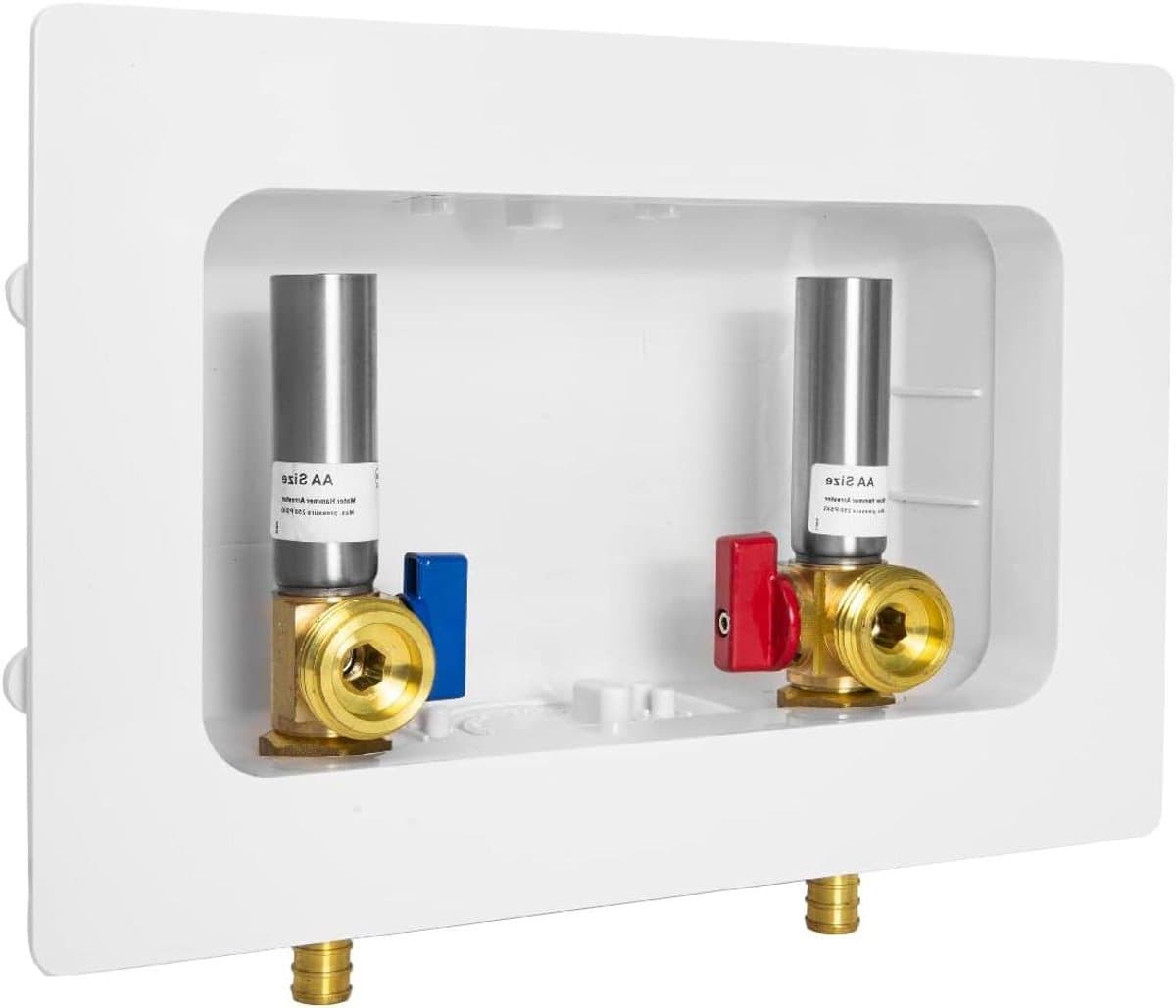 Wasmachine Outlet Box - Wateraansluiting - Aansluiten Water - Inclusief Waterstop - 10 x 6.5 Inch - Wit — afbeelding 1