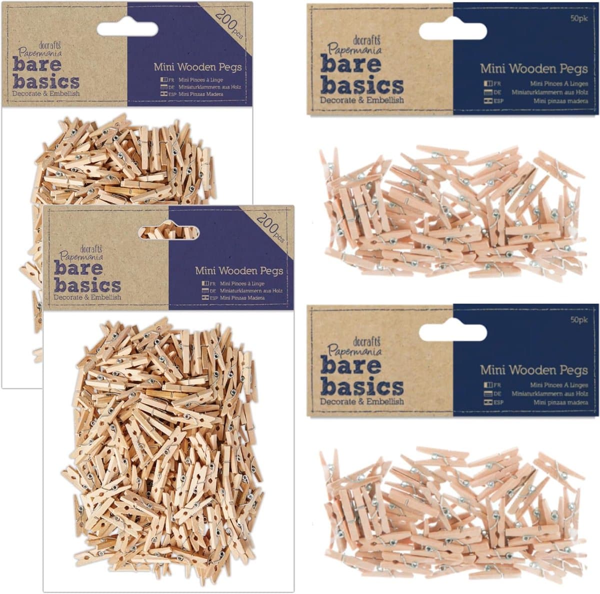 Houten Mini Haringen - Kleine Knijpers - Knutselen Decoratie - Natuurlijk Hout - 500 Stuks - Bruin — afbeelding 1