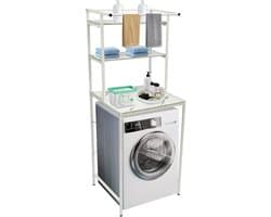 Hoog Wasmachine Rek met 3 Planken - Verstelbaar en Stevig Opbergrek voor Wasruimte