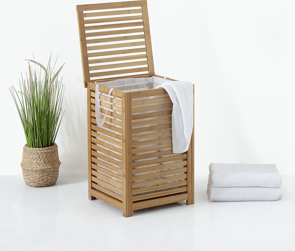 5Five Sicela Wasmand 65L - Bamboe - 40 x 40 x 58 CM — afbeelding 1