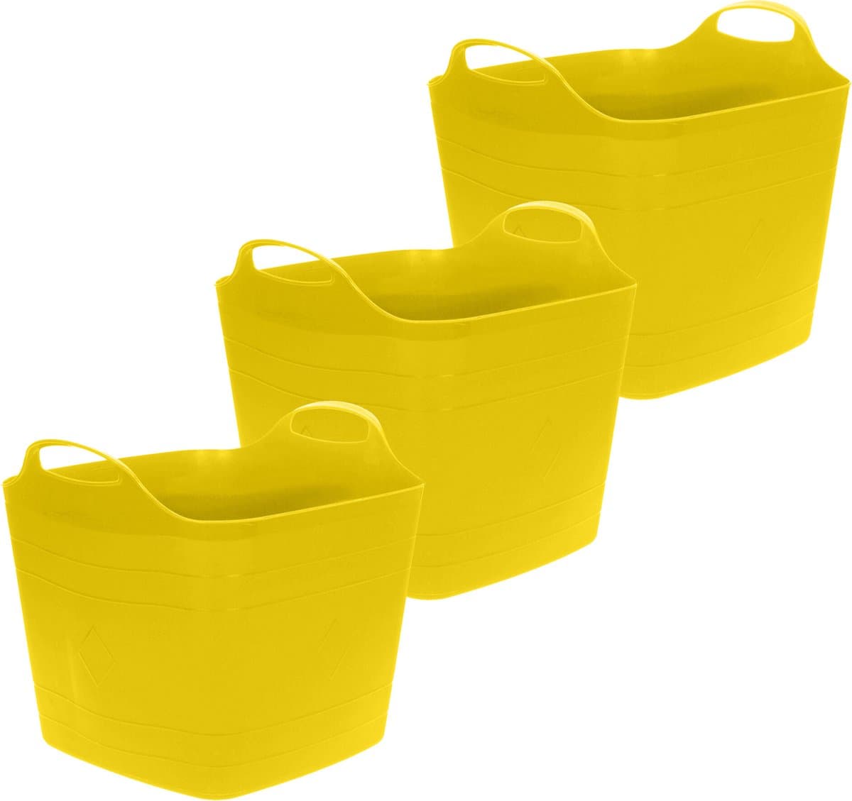 Excellent Houseware Flexibele emmer - 3x - geel - 25 liter - kunststof - vierkant - 35 x 38 cm — afbeelding 1