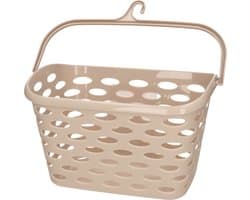 Plasticforte Wasknijpers ophang mandje aan haak - 26 x 15 x 21 cm - beige - kunststof