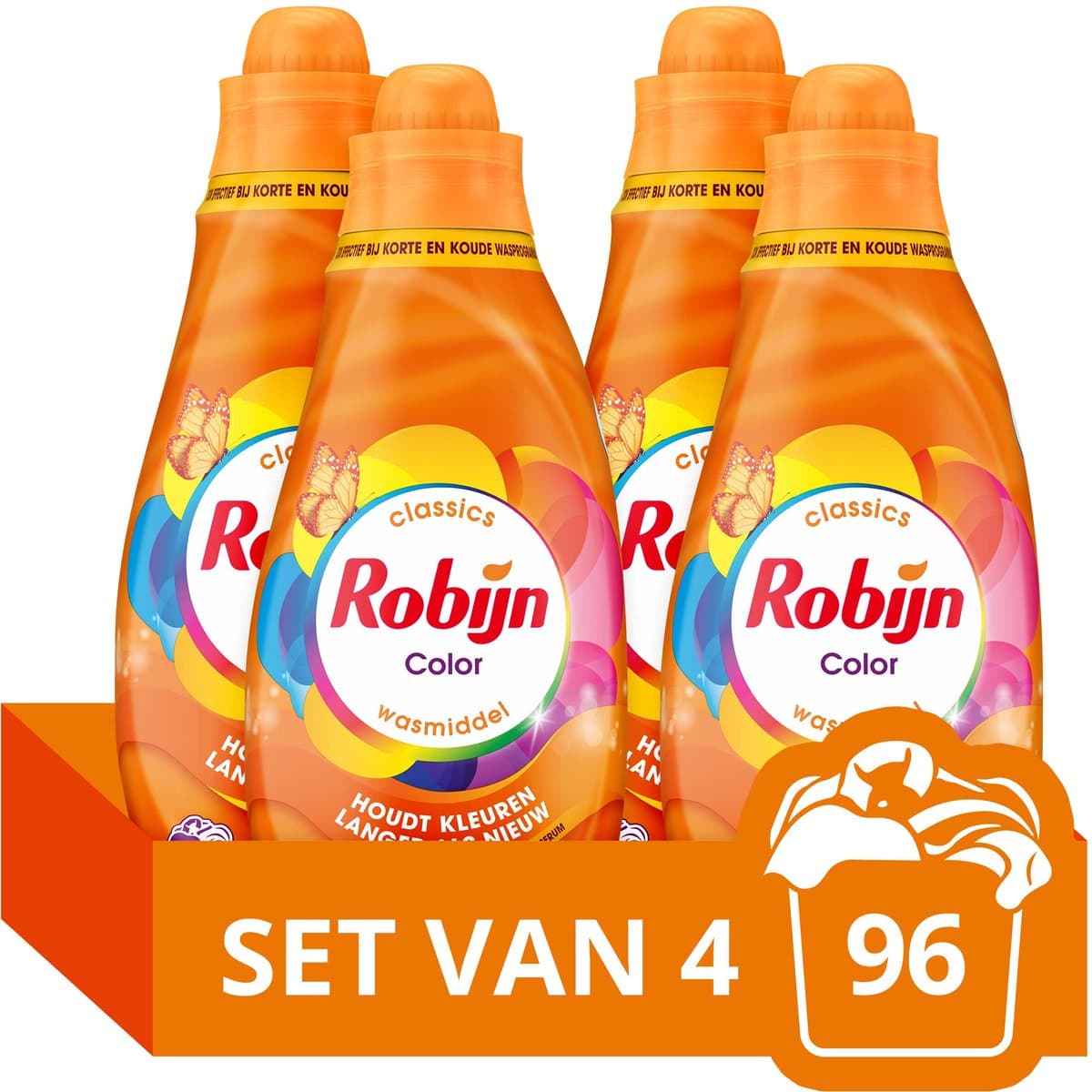 Robijn - Vloeibaar Wasmiddel - Klein & Krachtig - Color - 4 flessen - 96 wasbeurten - Voordeelverpakking — afbeelding 1