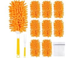 Herbruikbare 360° Wasbare Duster Set van 12 Stuks met Handvat en Waszak - Superzacht voor Meubels, Keuken en Auto