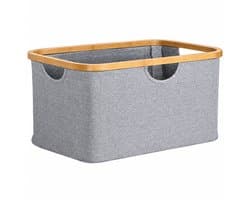 Livora Opvouwbare Wasmand – 40 Liter – Wasmand Kleding – Opbergmand – Grijs Beige – Linnen – Rechthoekig