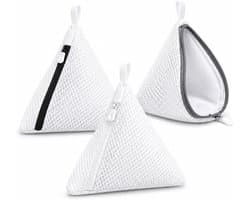 Waszakken, netwaszakken met ritssluiting, robuust polyester, fijnwasprogramma voor gevoelige fijne was, lingerie, sokken, wasmachine, driehoekige waszak, multifunctioneel