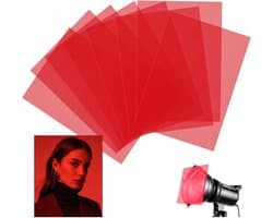 8 stuks rode folie, hittebestendig voor lampen, A4 transparante kleurfolie voor led-koplampen, 21 x 29,7 cm, kleurenfilterset voor fotostudio, stroboscoopflits, videofotografie en lichttechniek
