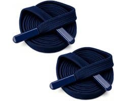 2 stuks vervangende koorden, 1 cm x 140 cm, plat koord met metalen eindkappen voor hoodies en joggingbroeken, marineblauw