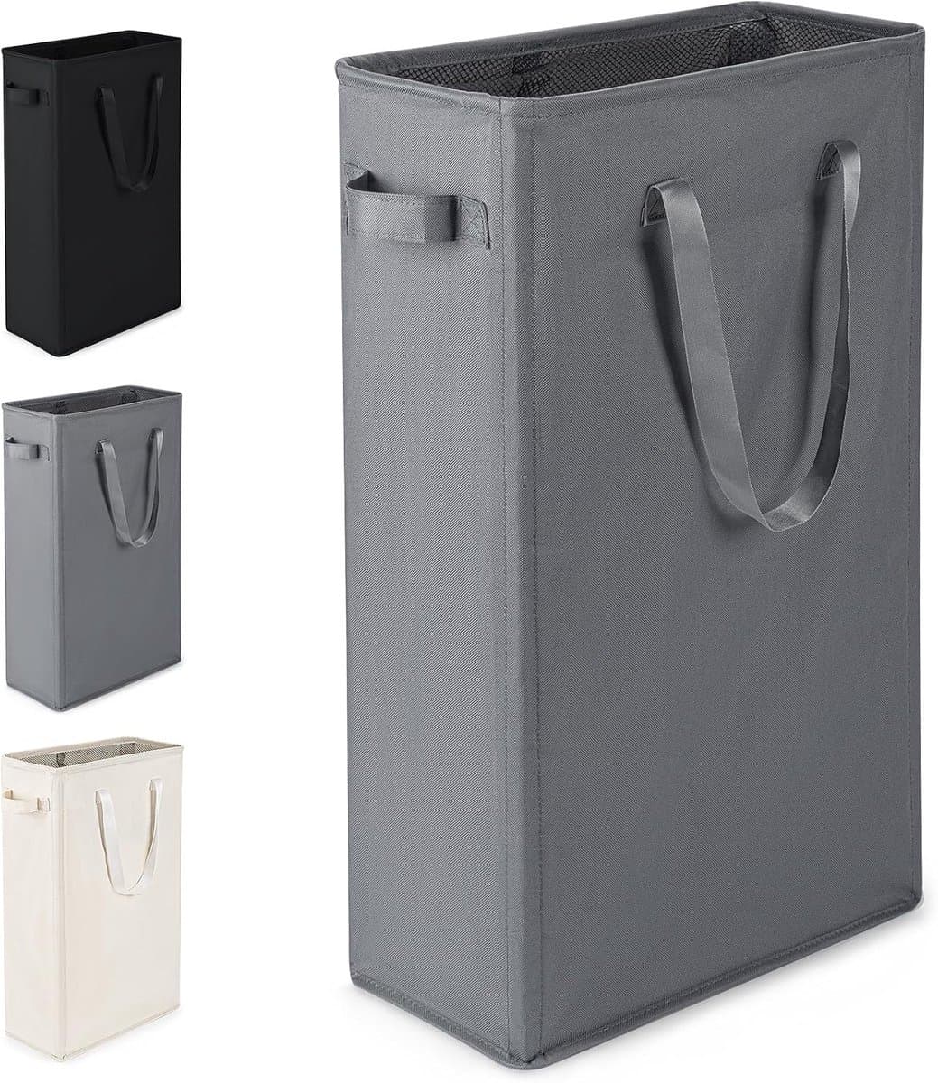 Wasmand Oxford doek wasmand Opvouwbare Wasmand Moderne Wasverzamelaar met Handvatten voor slaapkamer, badkamer, slaapzaal,45L (DonkerGrijs) — afbeelding 1