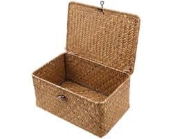 DailySupplies® Rieten Wasmand met Deksel - 35x25x15CM-Bruin