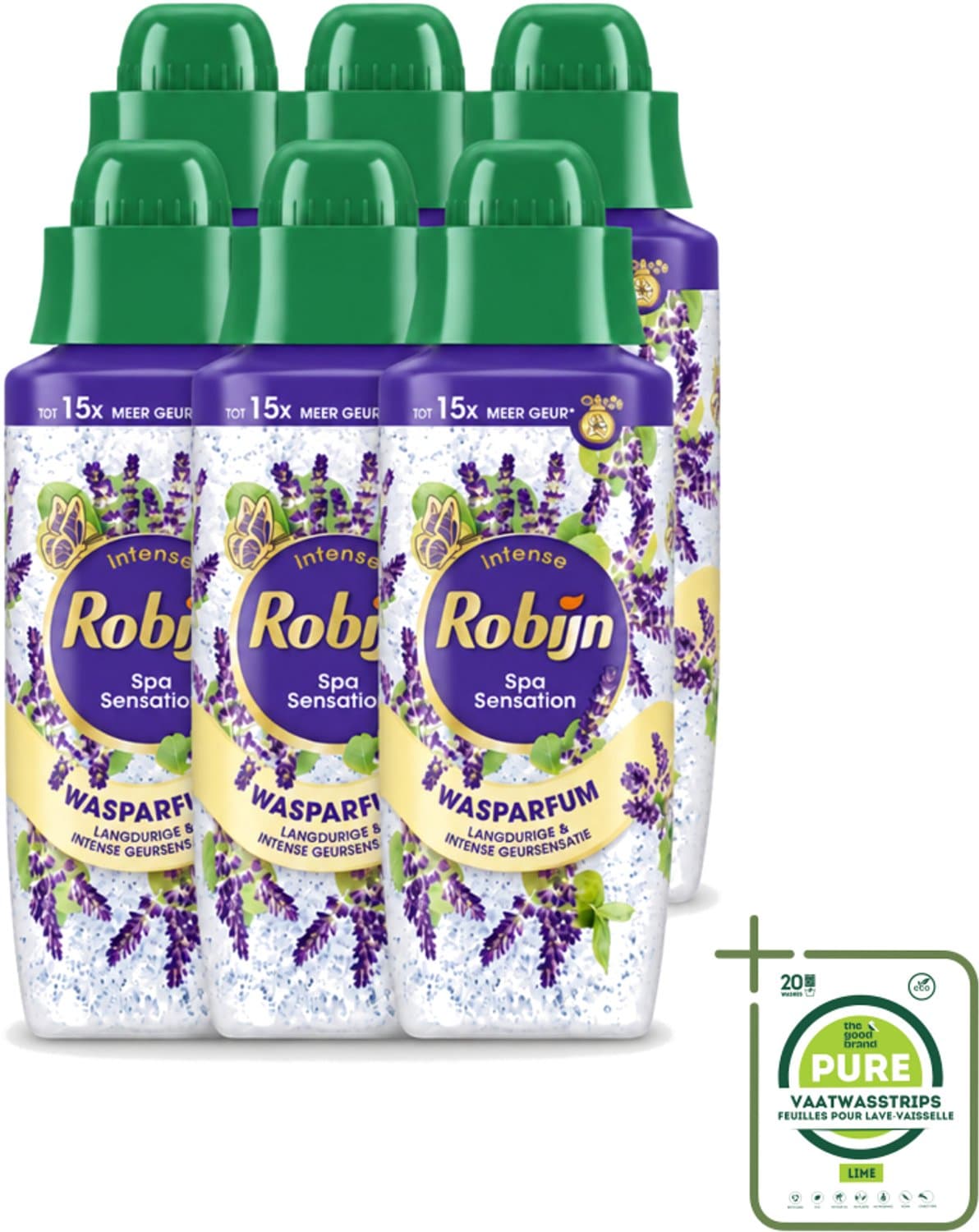 6 x Robijn – Wasparfum – Intense Spa Sensation – 342 ml - Grootverpakking - Vaatwasstrips - Wasparfum - Geur - Wasmiddel - Spa Geur - Natuurlijke Geur — afbeelding 1
