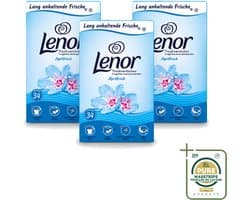 3 x Lenor - Droogtrommeldoekjes - Aprilfris - Textielverfrisser - 34 Doekjes - Wasstrips - Droogtrommeldoekjes - Wasdoekjes - Textielverfrisser - Frisheid - Statische Elektriciteit