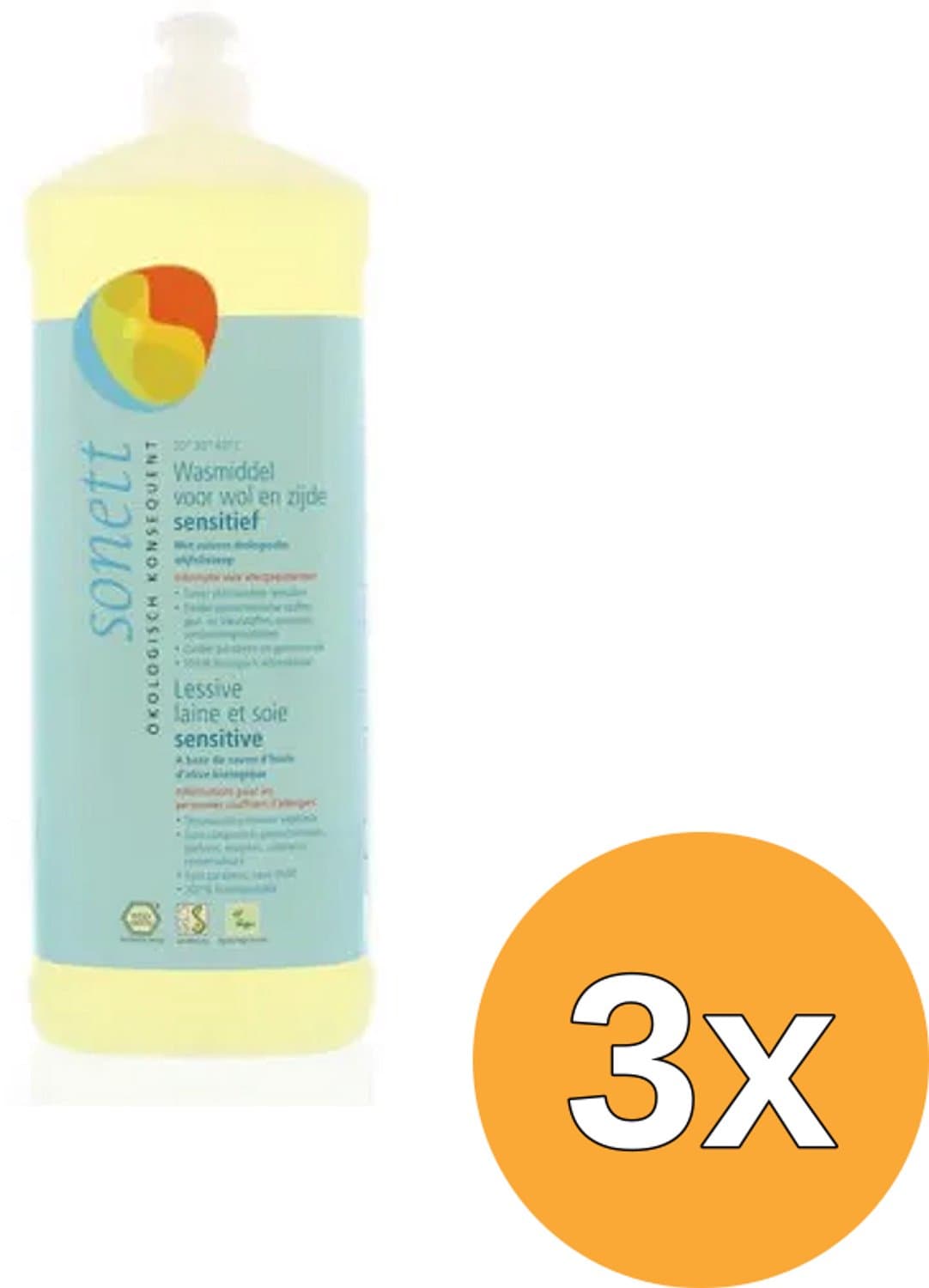 3x Sonett Wasmiddel Wol & Zijde Sensitive (1000 ml) — afbeelding 1