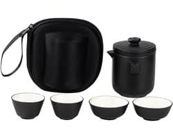 1set Reis Theeset Met Keramische Theepot Theekopjes Draagtas Inbegrepen Voor Buitengebruik Voor Vrienden Familie Voor Kamperen Onderweg Genieten Van Thee