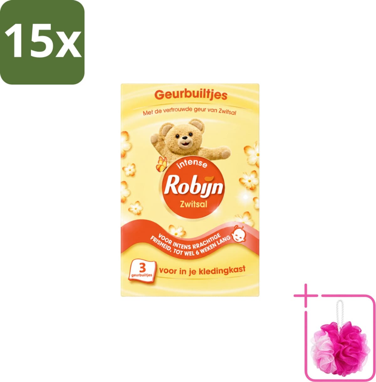 15 x Robijn - Zwitsal - Geurbuiltjes - Zachte Babygeur - Hypoallergeen - 3 Geurbuiltjes - Bulkverpakking - Zwitsal geur - Douchemop - Geurbuiltjes — afbeelding 1